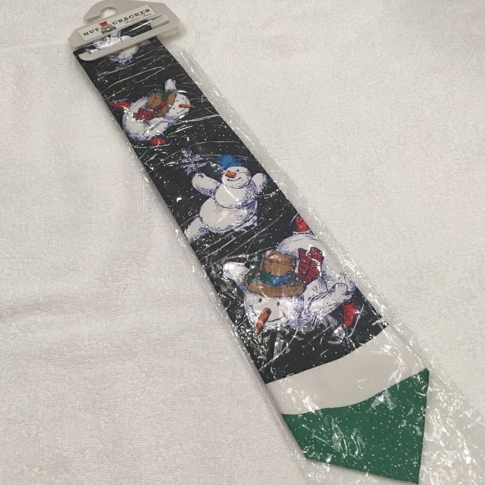Nutcracker Festive Ties Flying Snowman blue green tie.